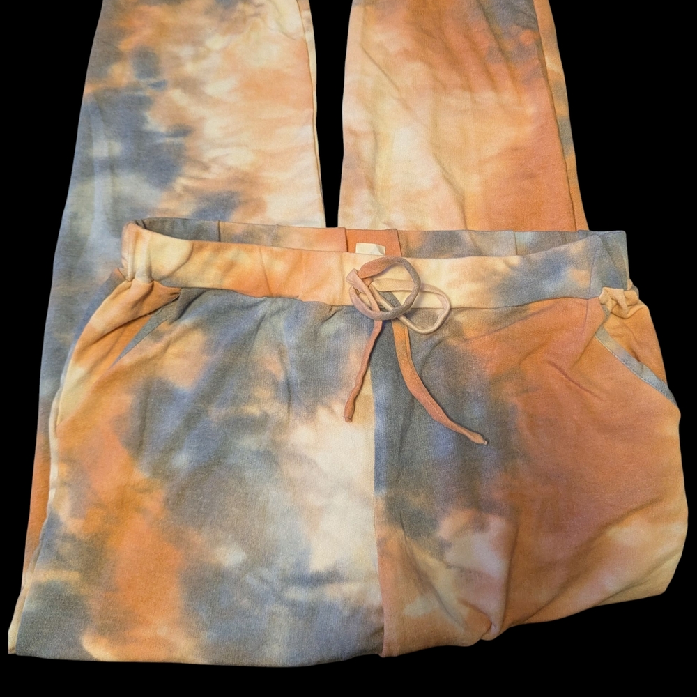 BiBi Women's Tie-Dye Casual Two Piece Lounge Set - Blue and Orange, NWOT - Picture 10 of 16